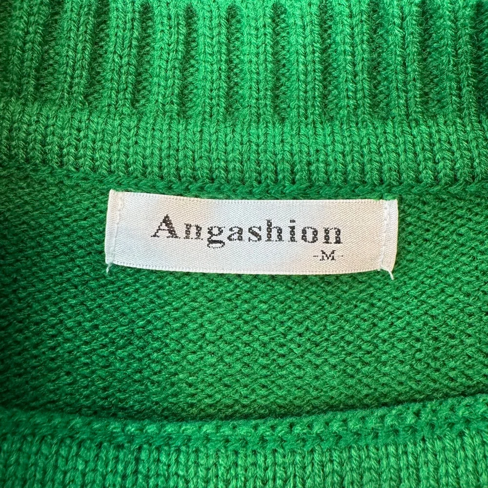 Angashion Womens Medium Green Animal Leopard Print Crew Neck Pullover Sweater - Picture 9 of 14